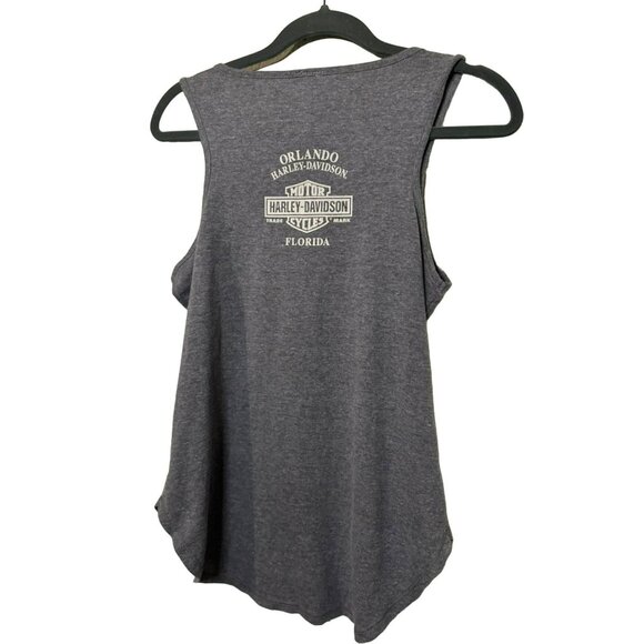 Harley Davidson Motorcycle Gray Ladies Racer Back Orlando Tank Top SZ Medium - Picture 7 of 7